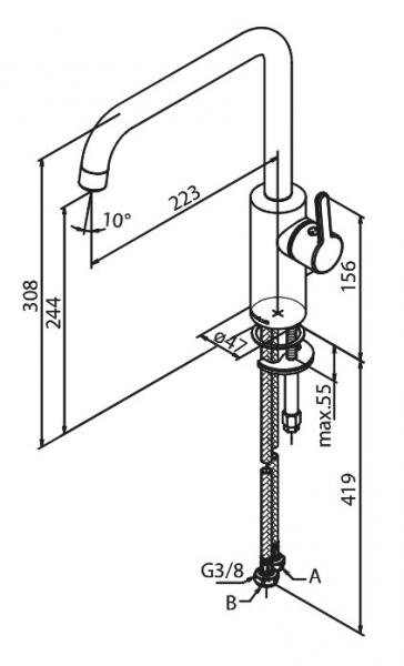 Damixa Silhouet k&oslash;kkenarmatur - B&oslash;rstet grafitgr&aring;