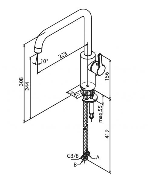 Damixa Silhouet k&oslash;kkenarmatur - B&oslash;rstet messing