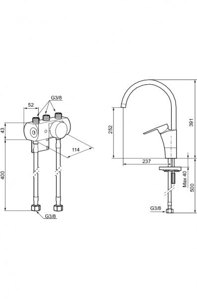 Mora Cera Duo k&oslash;kkenarmatur med C-tud og sensor