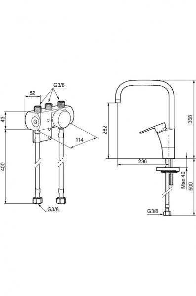 Mora Cera Duo k&oslash;kkenarmatur med L-tud og sensor
