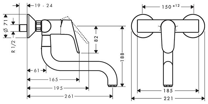 hansgrohe Focus M41 k&oslash;kkenarmatur t/v&aelig;g - Med svingtud