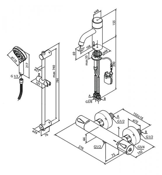 Damixa Silhouet Touchless komplet pakke til badeværelset - Mat sort Damixa Silhouet Touchless komplet pakke til badeværelset - Mat sort