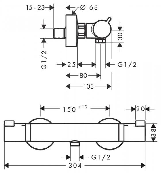 hansgrohe Ecostat Comfort brusetermostat m/rosetter - Krom