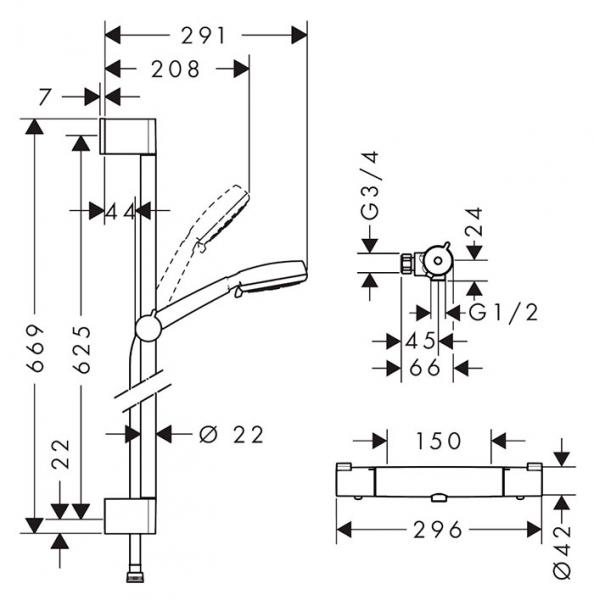 hansgrohe Crometta Vario bruses&aelig;t m/Ecostat termostat