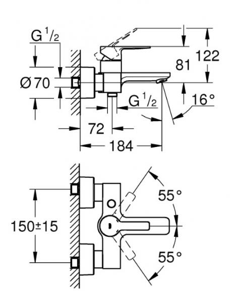Grohe Lineare New etgrebsbatteri til kar & brus - B&oslash;rstet hard graphite