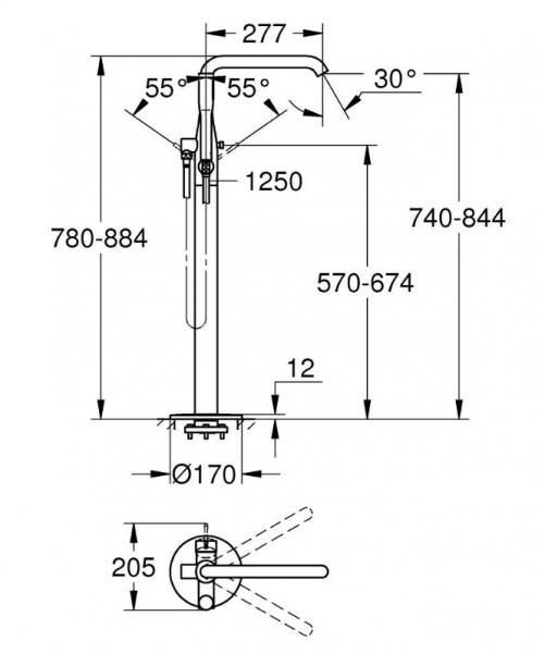 Grohe Essence fritst&aring;ende badekararmatur - Poleret hard graphite