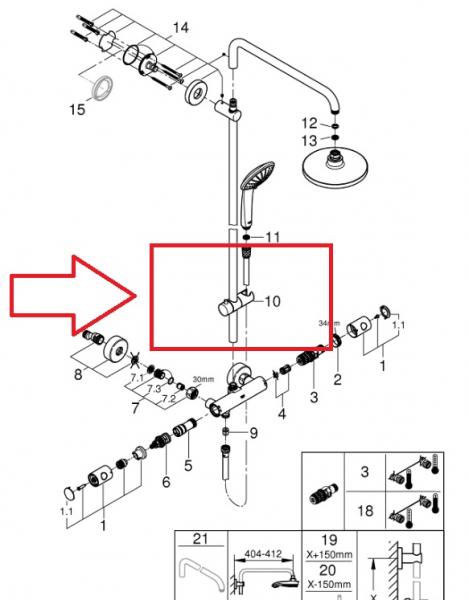 Grohe glideelement til &Oslash; 22 mm brusestang