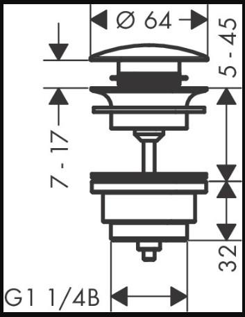 Hansgrohe Push-open bundventil 1 1/4" - B&oslash;rstet bronze