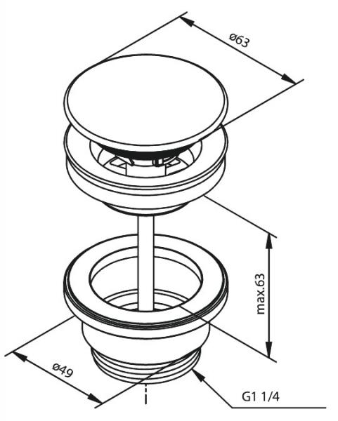 Damixa bundventil, altid &aring;ben - Krom