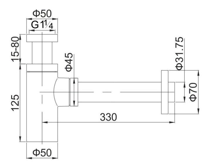 Lavabo Luna 1-1/4" vandl&aring;s t/v&aelig;gmontering - Mat hvid