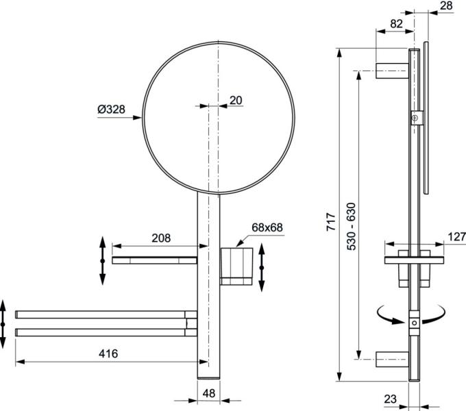 Ideal Standard Alu+ multifunktionelt spejl m/h&aring;ndkl&aelig;deholder - Ros&eacute;