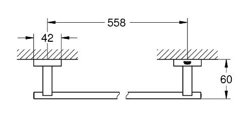 Grohe Essentials Cube h&aring;ndkl&aelig;destang - 600 mm - Krom