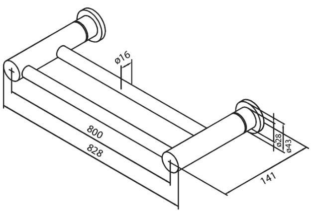 Outlet - Damixa Silhouet dobbelt h&aring;ndkl&aelig;destang - 800 mm - Mathvid