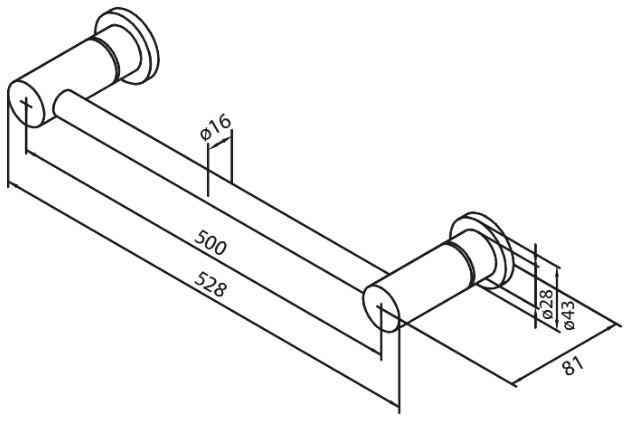 Damixa Silhouet h&aring;ndkl&aelig;destang - 500 mm - Mathvid