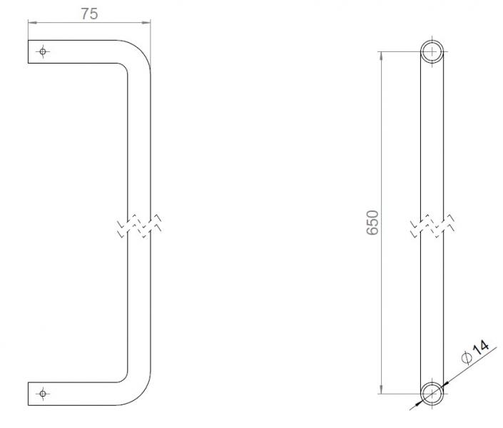 d line h&aring;ndkl&aelig;destang 650mm - Poleret messing