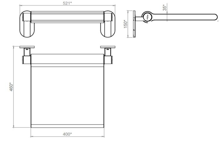 d line v&aelig;gh&aelig;ngt foldbar bades&aelig;de - Rustfrit st&aring;l
