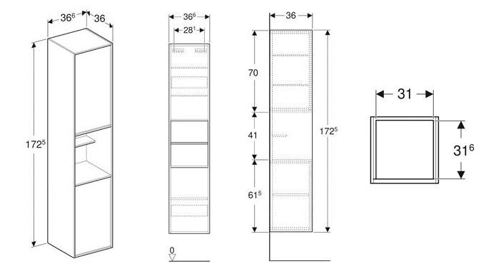 If&ouml; Sense Art h&oslash;jskab m/2 l&aring;ger og &aring;ben hylde - Midnatsbl&aring;