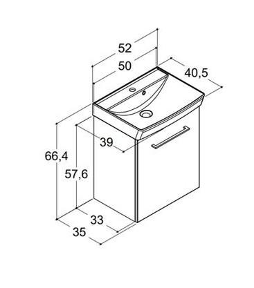 Dansani Mido m&oslash;bels&aelig;t 50 m/1 l&aring;ge og Capella vask - Hvid mat