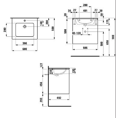 Laufen Base m&oslash;belpakke m/slim h&aring;ndvask - 60 cm - Mat hvid