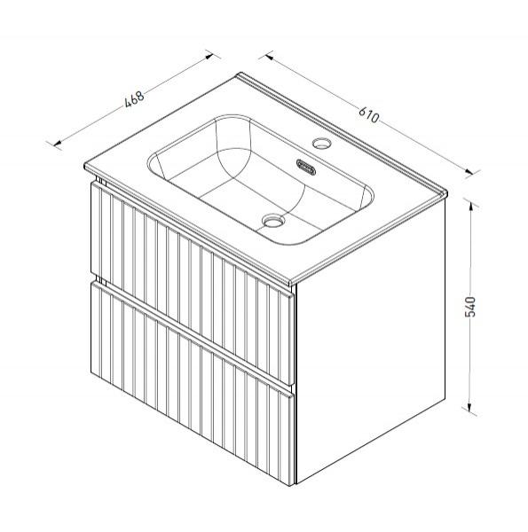 Sanibell Proline 60 m&oslash;bels&aelig;t m/lameller og 2 skuffer - Terra eg