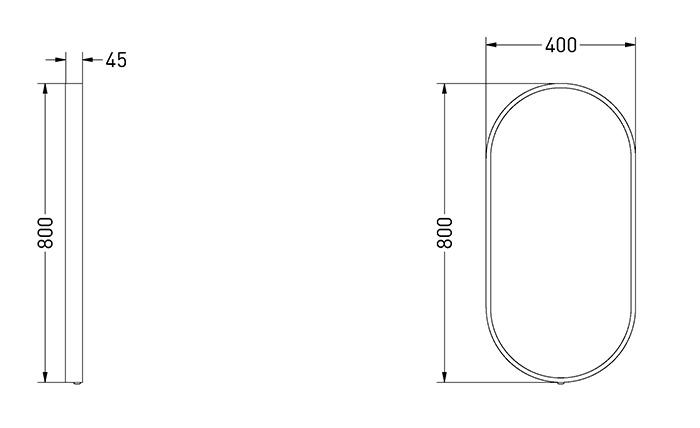 Sanibell Ink SP28 ovalt spejl m/lys, varme og sensor 40 x 80 cm - B&oslash;rstet kobber