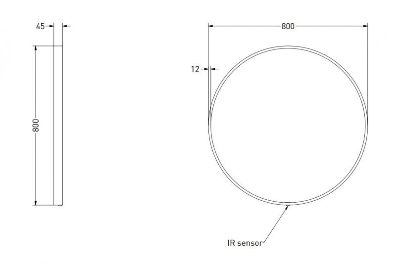 Sanibell Ink SP24 rundt spejl m/lys, varme og sensor &Oslash;80 - Gunmetal