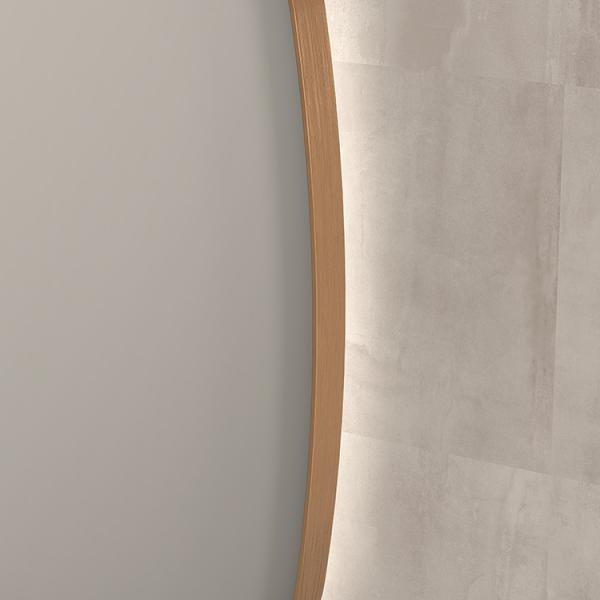 Sanibell Ink SP30 superellipse spejl m/backlight, varme og sensor 80 x 80 cm - B&oslash;rstet kobber