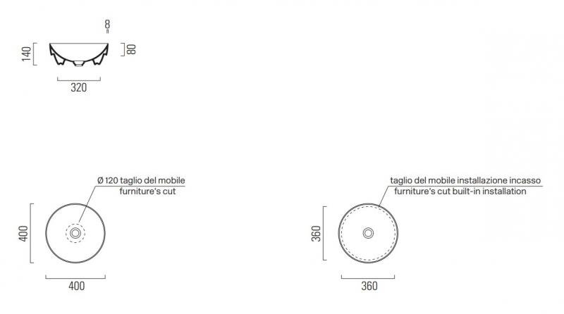 GSI Pura 40 rund fritst&aring;ende bowlevask - Uden overl&oslash;b - Cenere