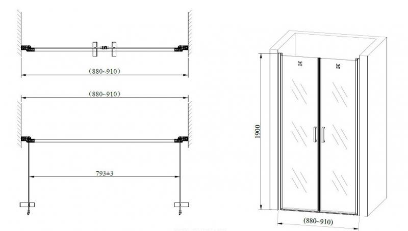 Nortiq dobbelt niched&oslash;r - Klar glas/krom - 90 cm