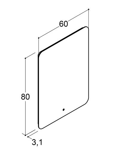 Dansani Glow 60 spejl m/backlight og touch