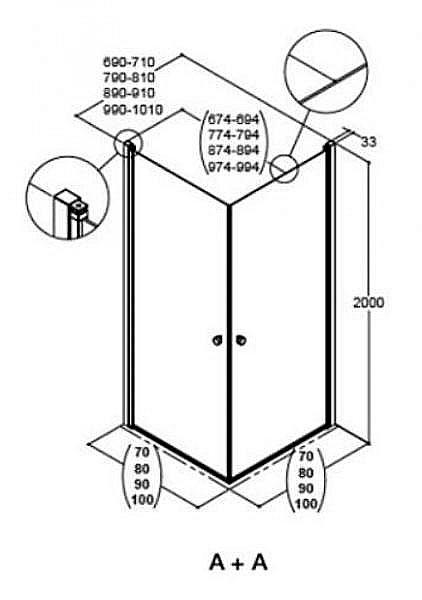Dansani Match A+A bruseniche - 70x70 cm - Tonet glas/mat sort Dansani Match A+A bruseniche - 70x70 cm - Tonet glas/mat sort