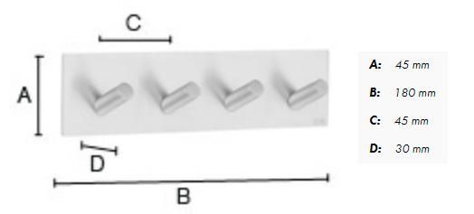 Beslagsboden firkantet selvkl&aelig;bende knager&aelig;kke - Rustfrit st&aring;l