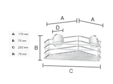 Beslagsboden selvkl&aelig;bende brusekurv til hj&oslash;rne - Krom