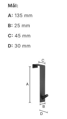 Beslagsboden enkel krog til dør - Sort Beslagsboden enkel krog til dør - Sort