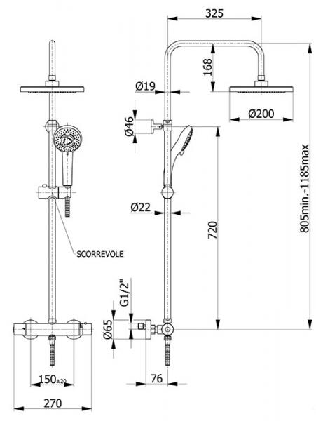 Cass&oslash;e &Oslash;200 komplet brusesystem CAS370 - Krom