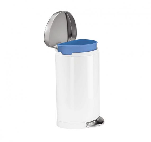 Simplehuman halvrund toiletspand 10L - Hvid/st&aring;l