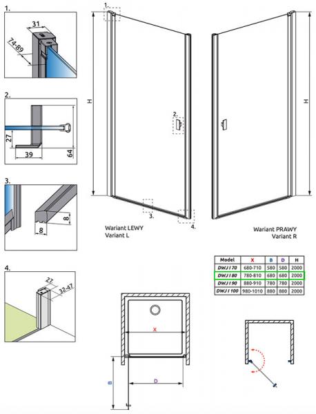 Strømberg Noma 20 nichedør 800mm - Højre - Børstet kobber Strømberg Noma 20 nichedør 800mm - Højre - Børstet kobber