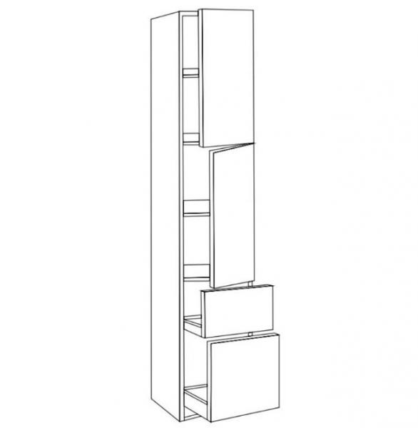 Cass&oslash;e Front h&oslash;jskab m/2 l&aring;ger og 2 skuffer - H&oslash;jreh&aelig;ngslet - Mat hvid