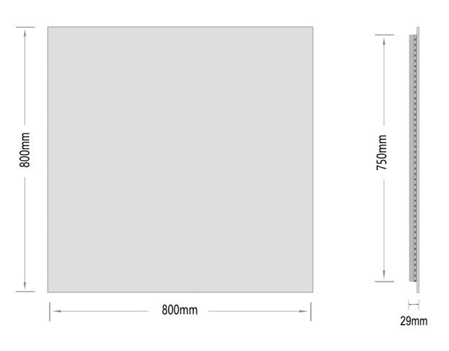 Frida firkantet spejl m/backlight og sort ramme - 60 cm