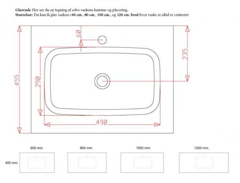 Bath 121 m&oslash;belvask i glas - Mat hvid