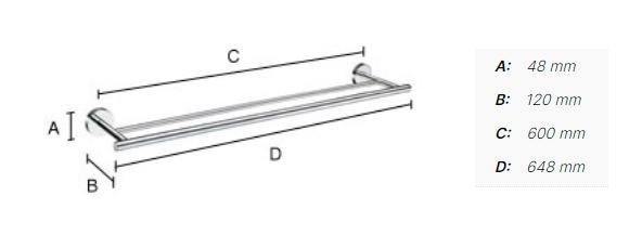 Smedbo Home dobbelt h&aring;ndkl&aelig;destang - B&oslash;rstet messing