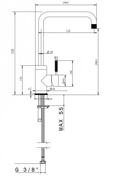 Cass&oslash;e Noba K6 k&oslash;kkenarmatur - B&oslash;rstet st&aring;l