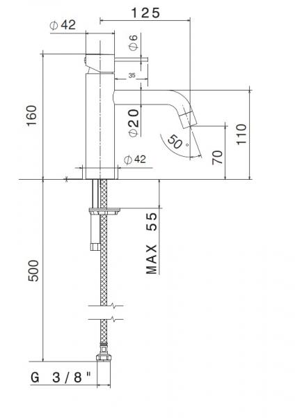 Cass&oslash;e Noba OB-W5 h&aring;ndvaskarmatur - Rustfrit st&aring;l