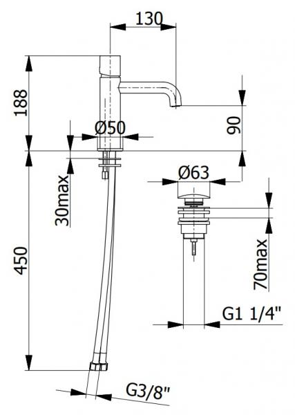 Cass&oslash;e One h&aring;ndvaskarmatur - B&oslash;rstet messing PVD