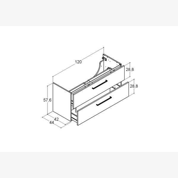 Dansani Mido+ 120 vaskeskab m/skuffer - Hvid h&oslash;jglans