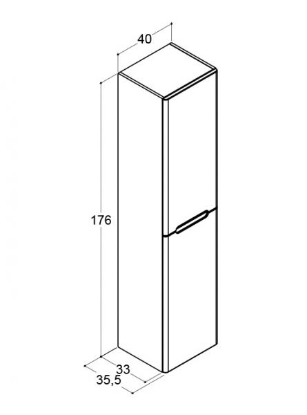Dansani Luna Vintage 40 h&oslash;jskab A m/2 l&aring;ger og integrerede greb - H&oslash;jreh&aelig;ngslet - Valgfri farve