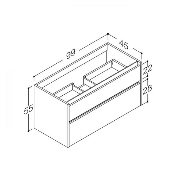 Str&oslash;mberg Lux 100 vaskeskab m/2 skuffer - Cocoa brun