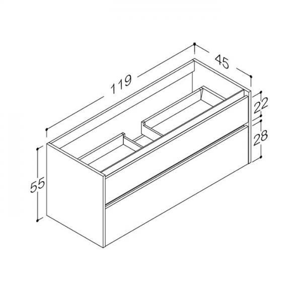 Str&oslash;mberg Lux 120 vaskeskab m/2 skuffer - Dyb bl&aring;