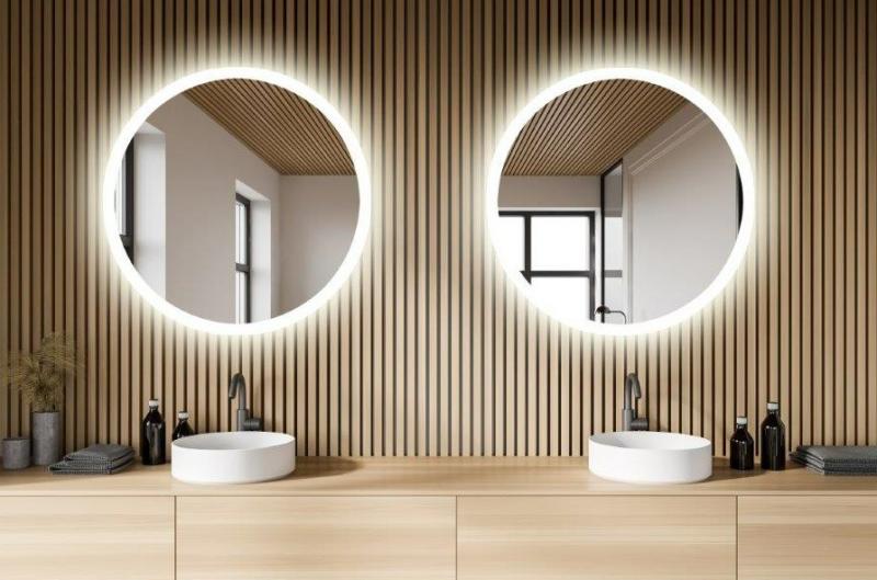 Sandra rundt spejl m/integreret LED lys, backlight og varme - &Oslash;90 cm