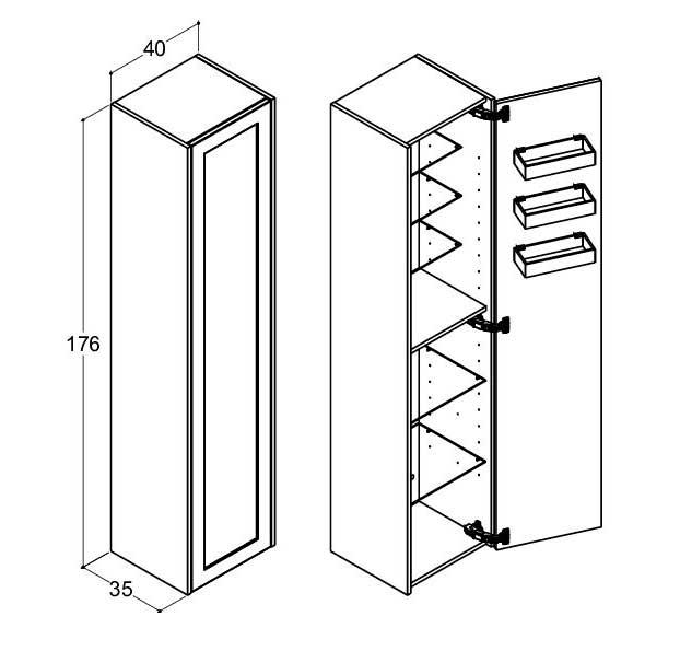 Dansani Luna Classic 40 højskab B m/1 låge og rammefront - Højrehængslet - Natur eg/Valgfri farve Dansani Luna Classic 40 højskab B m/1 låge og rammefront - Højrehængslet - Natur eg/Valgfri farve